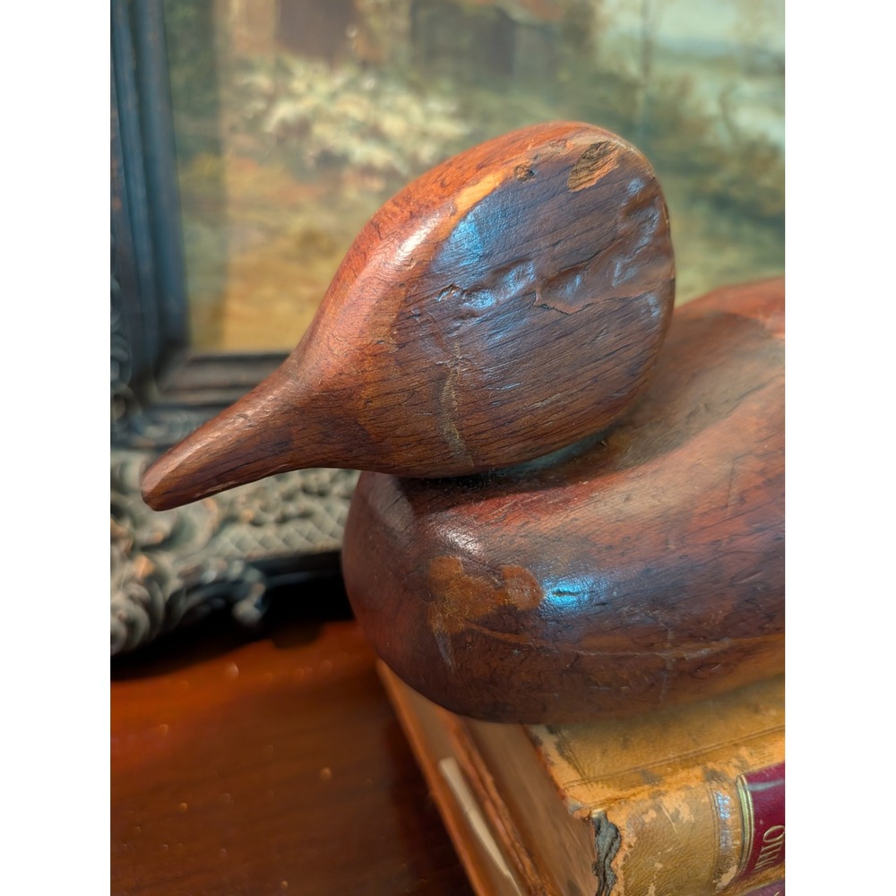 Vintage Hand Carved Solid Wood Duck Decoy Rustic Primitive Cabin Decor 15x4 - Picture 2 of 12